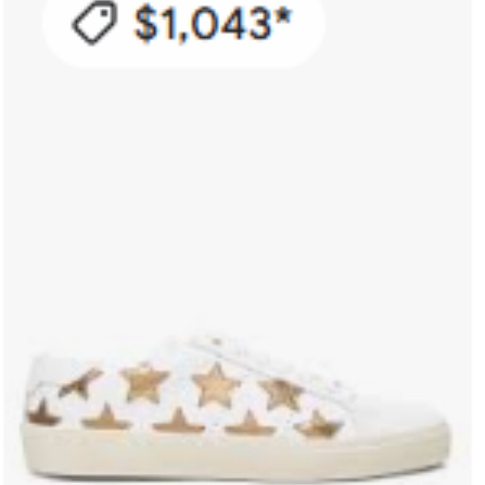 Saint Laurent Paris White/Gold Leather Star Alpha Low Top Sneakers Size 38 - Picture 10 of 10